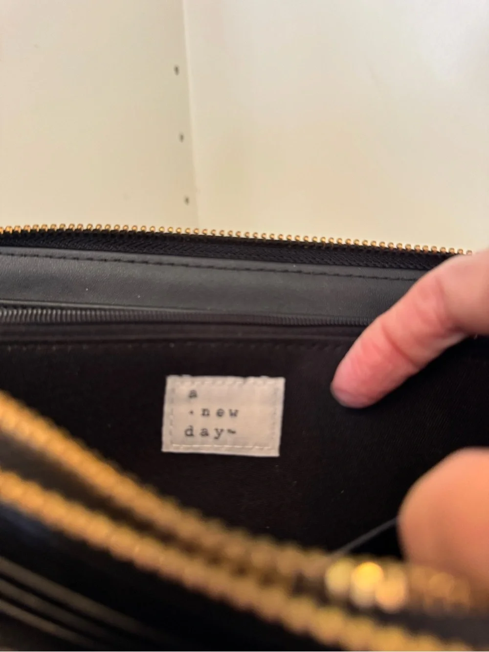 A New Day Black Faux Leather Double Zip Continental Wallet Gold Hardware Target